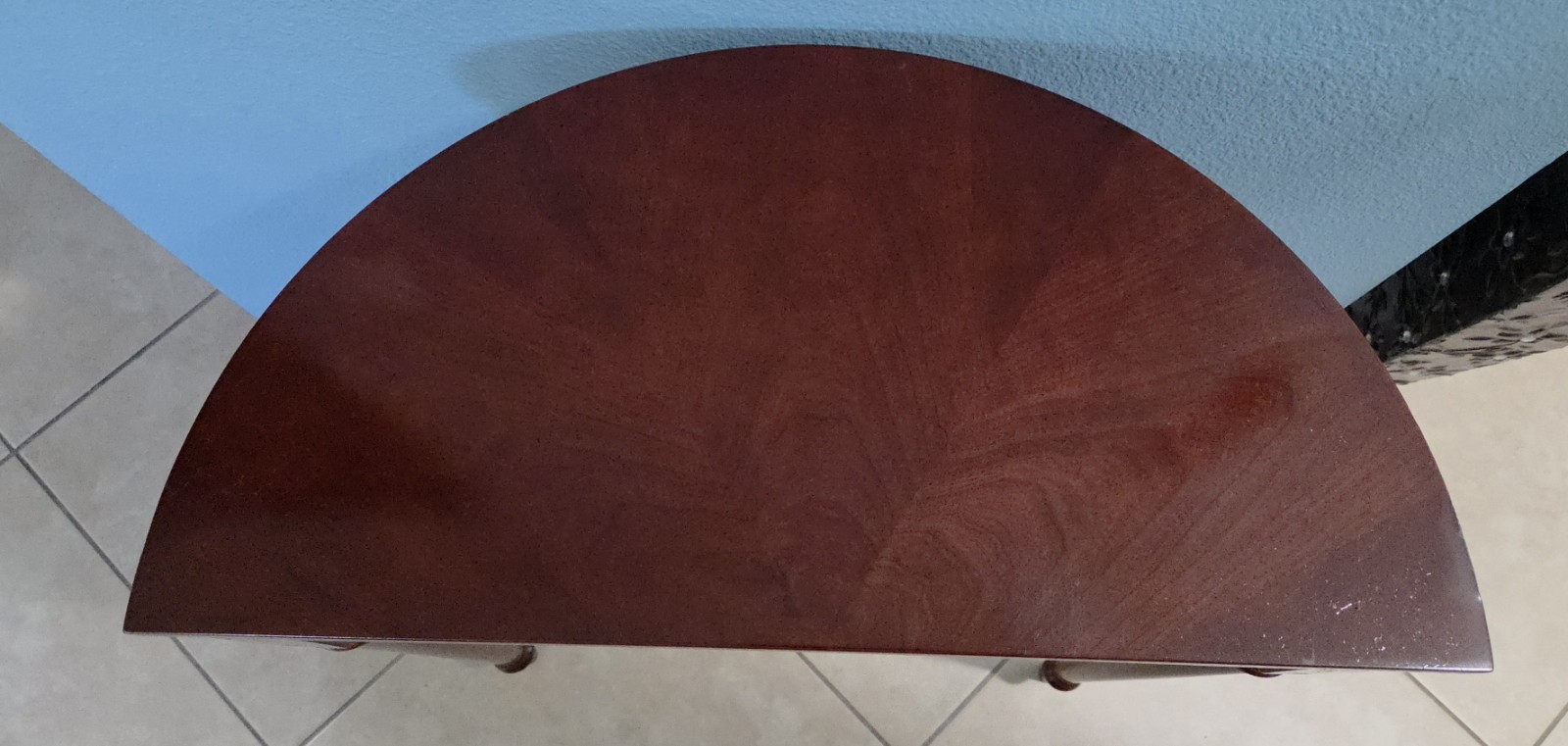 1996 Bombay Furniture Mahogany Wood Demi Lune Console Entry Hall Table Half Moon