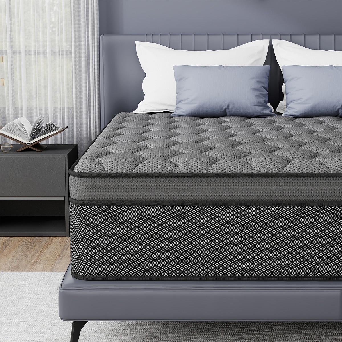 14 Inch King Size Mattress In a Box Gel Memory Foam Hybrid Spring Medium Firm