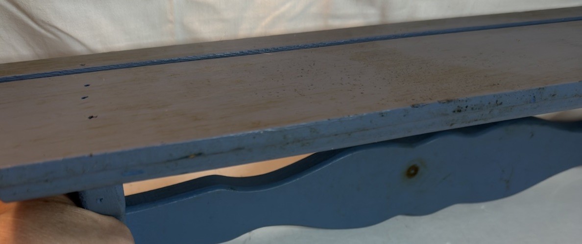 Vintage Blue Wood Wall Shelf Scalloped Country Cottage Display 22 Inch