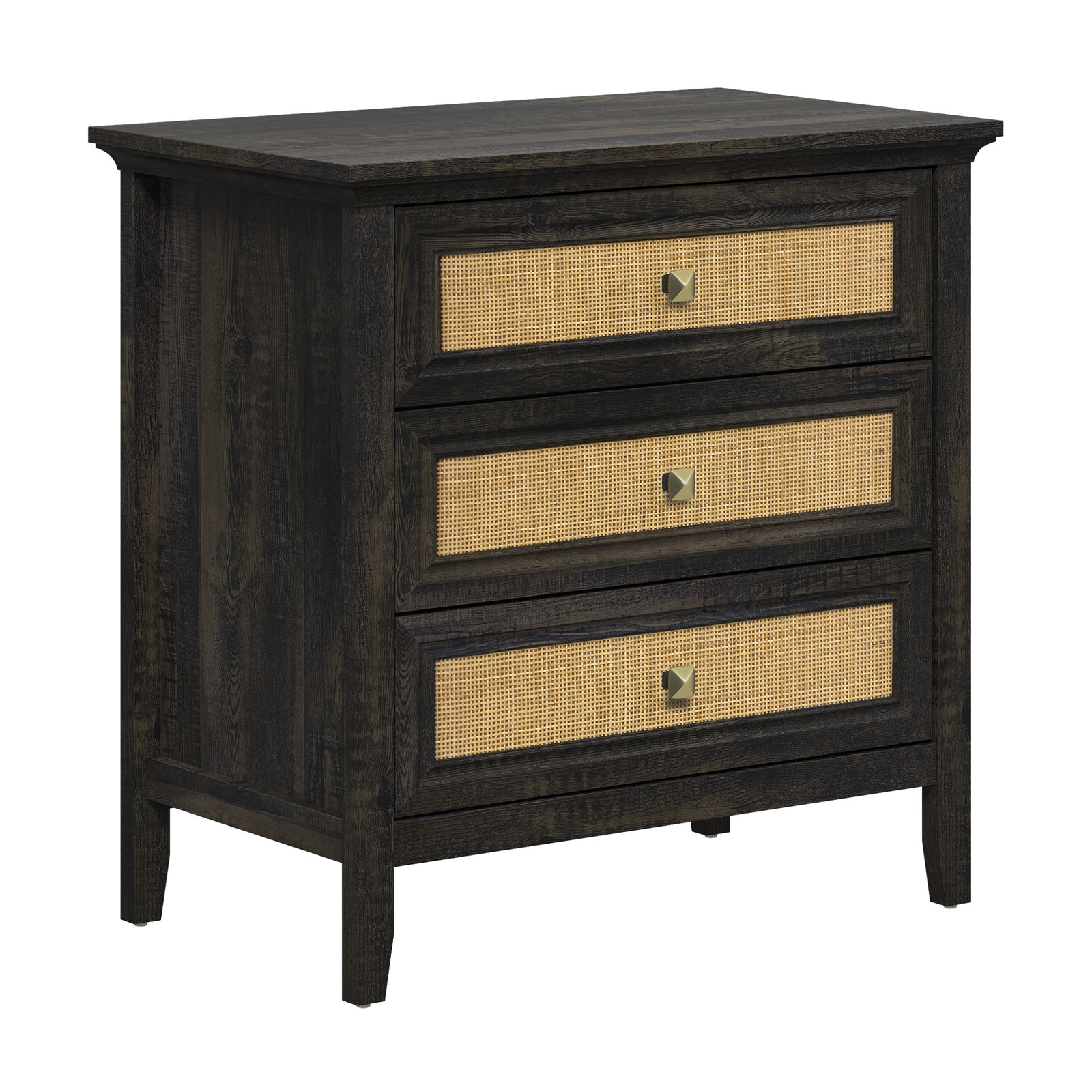 3 Drawer Dresser Chest Nightstand Dark Rustic Oak Particle Board MDF