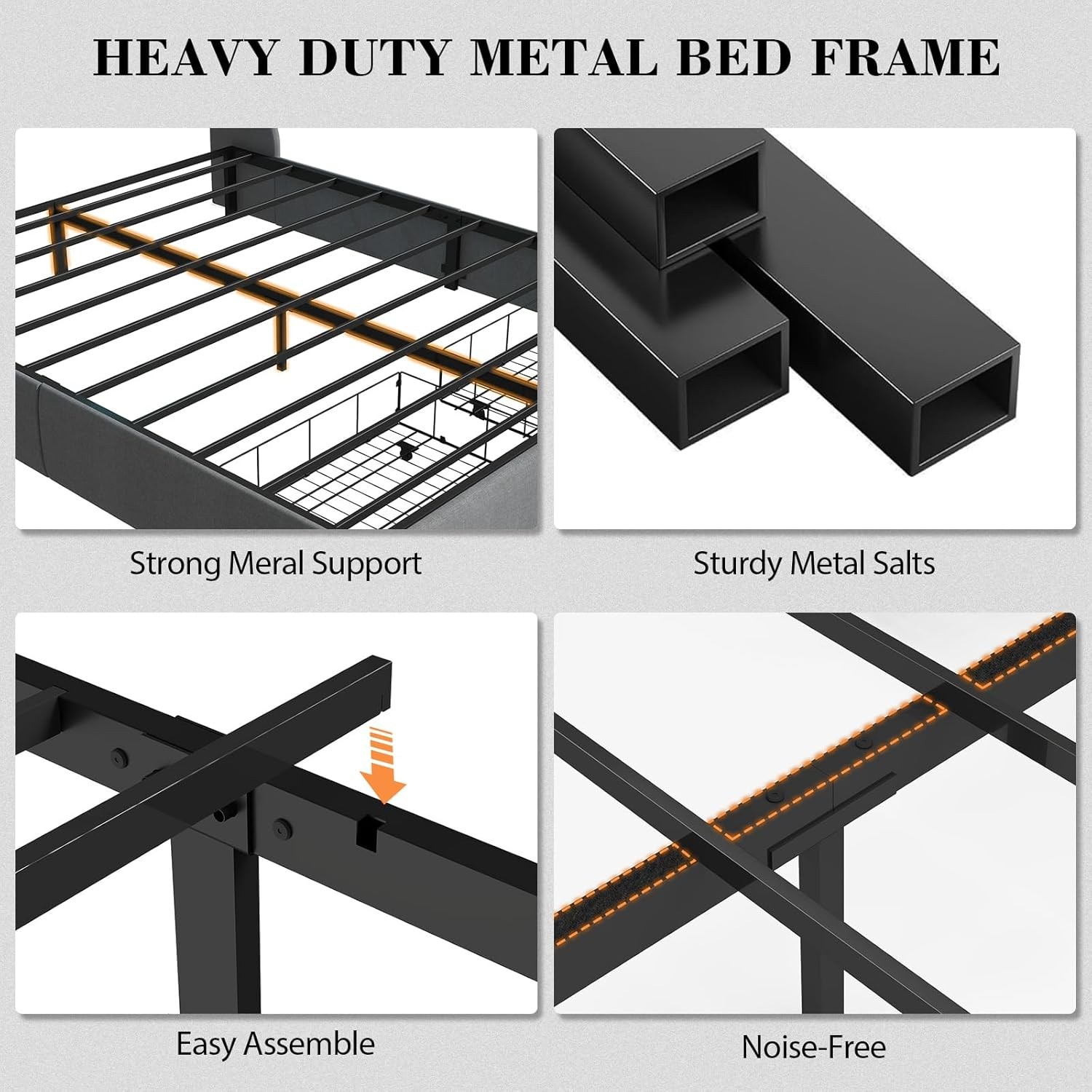 Button Tuffed Full Queen King Upholstered Bed Frame with Charging and Headboard
