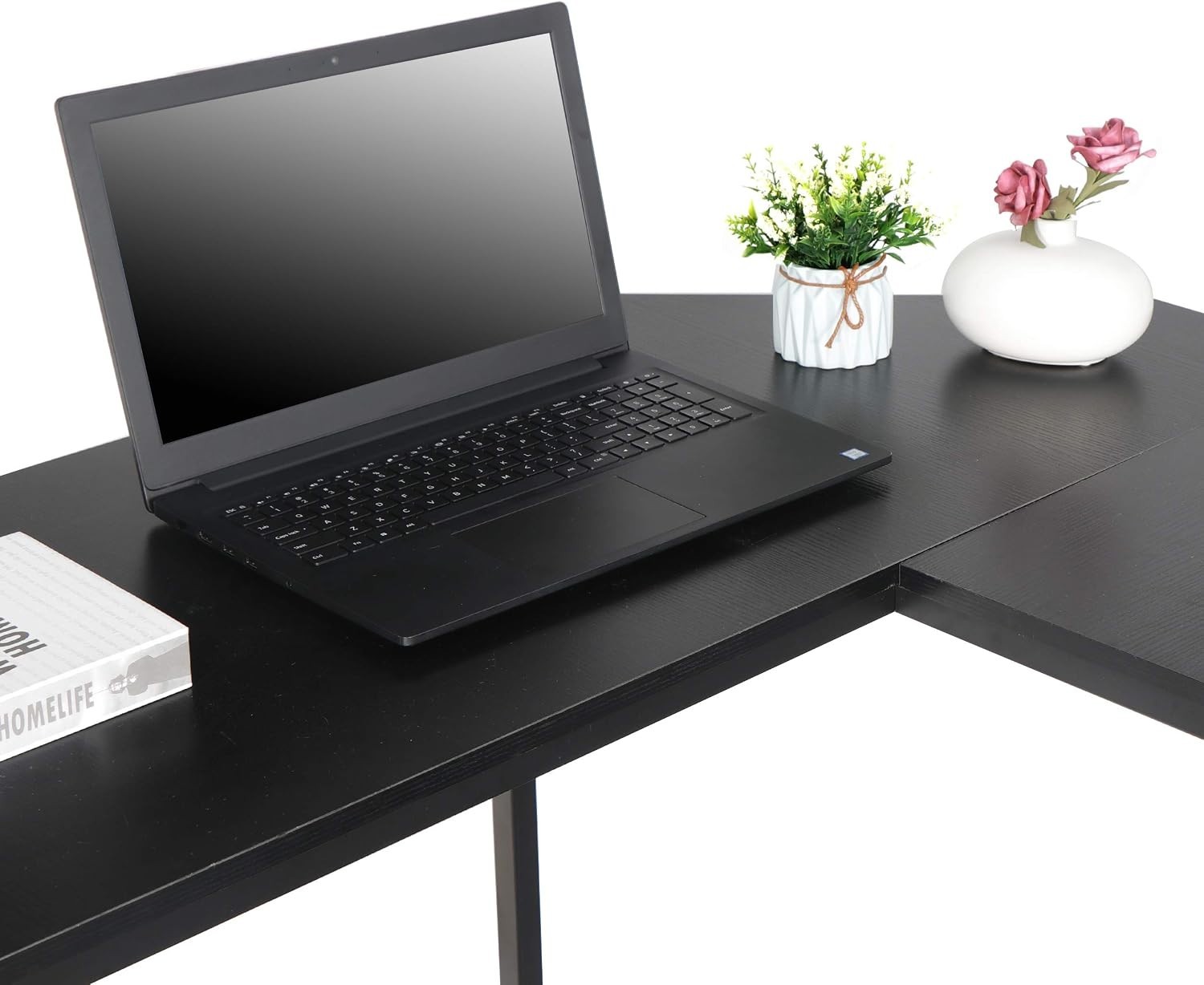Modern L-Shaped Home Office Gaming Desk PC Table Writing Desk with CPU Stand Stu