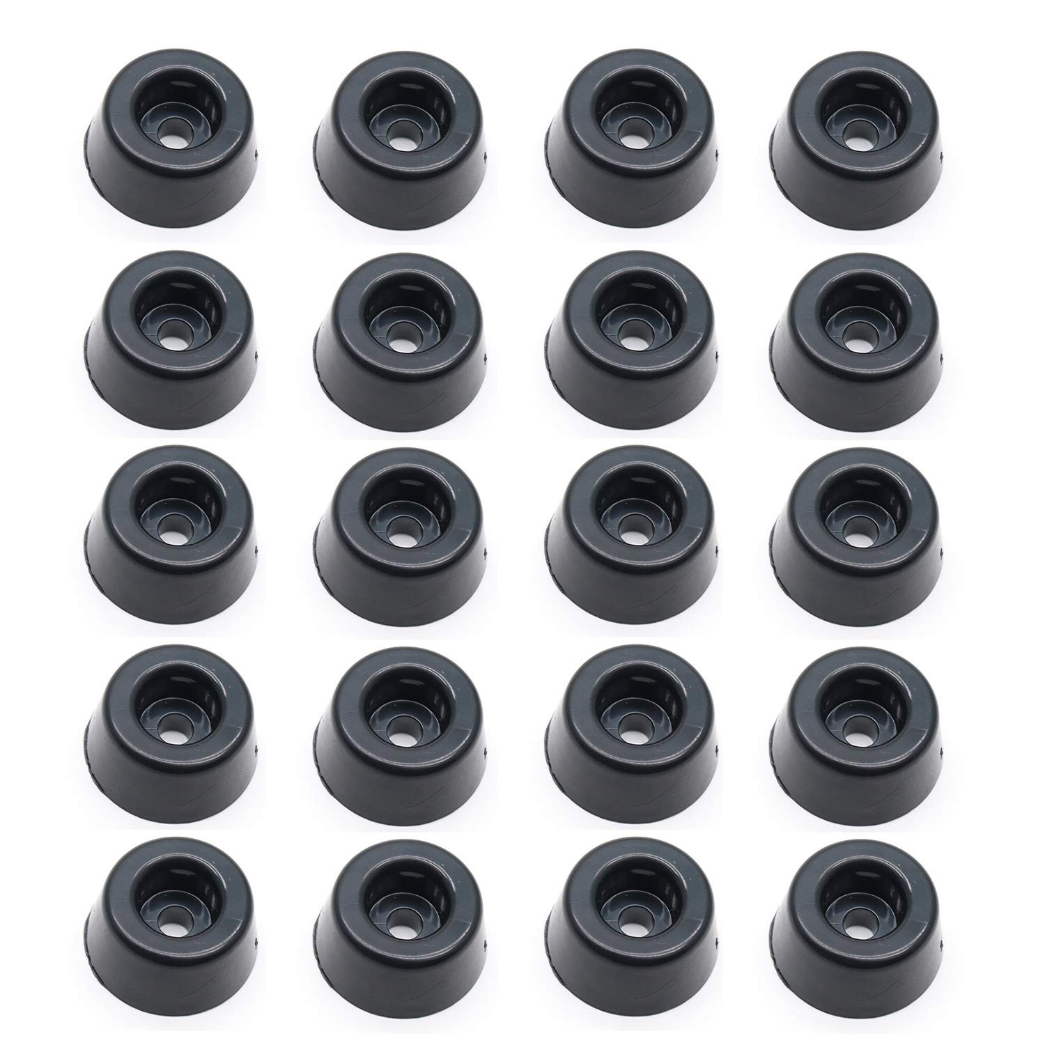 20 PCS Round Black Plastic Bumper Furniture Feet Pad Floor Protector Glide