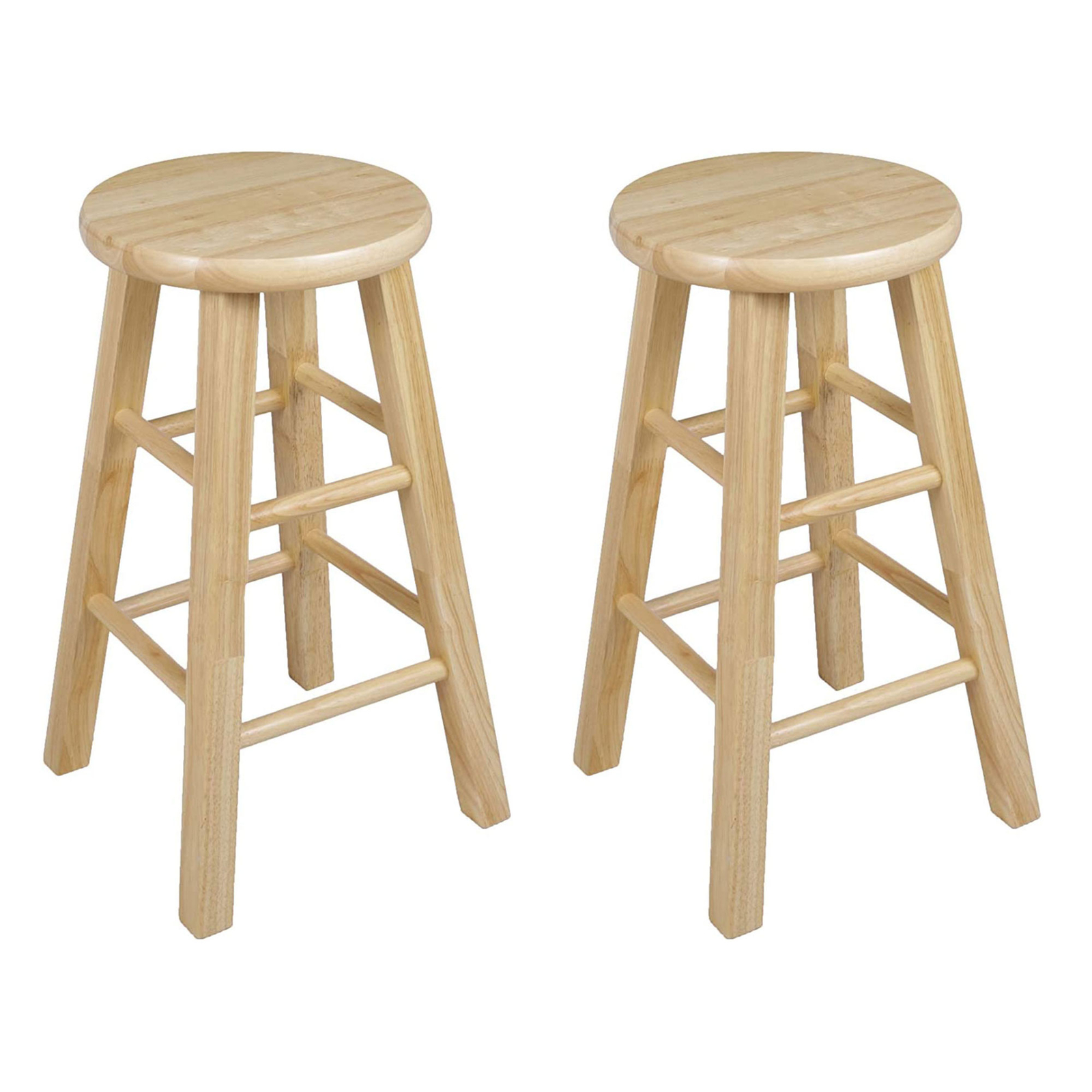 PJ Wood Classic Round-Seat 24″ Tall Kitchen Counter Stools, Natural, (Used)