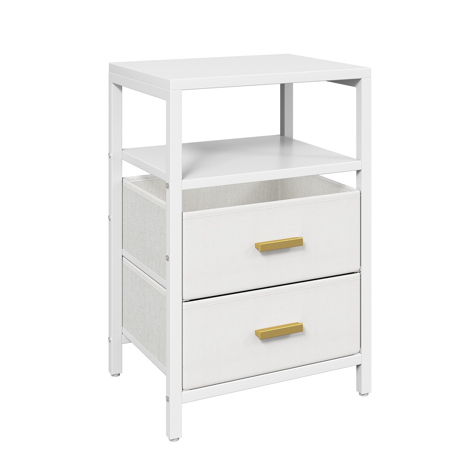 Nightstand Space Saving Bedside Table Anti-Tip Design Drawer Organizer