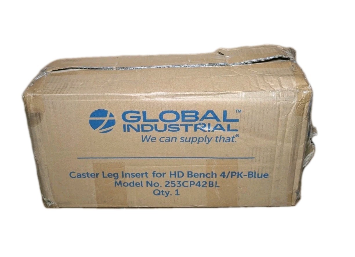 GLOBAL INDUSTRIAL 253CP42BL Caster Leg Insert for HD Bench 4/pk-Blue (No Caster)