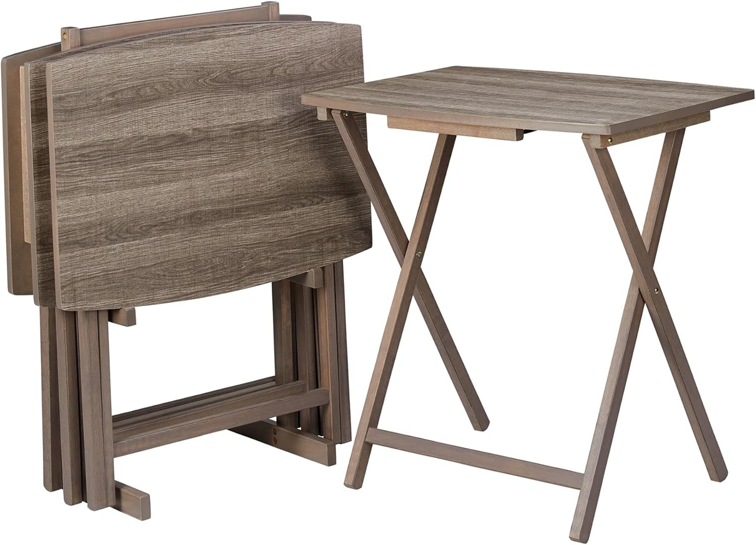 5pc XL Oversized Tray Table Set, Rustic Grey