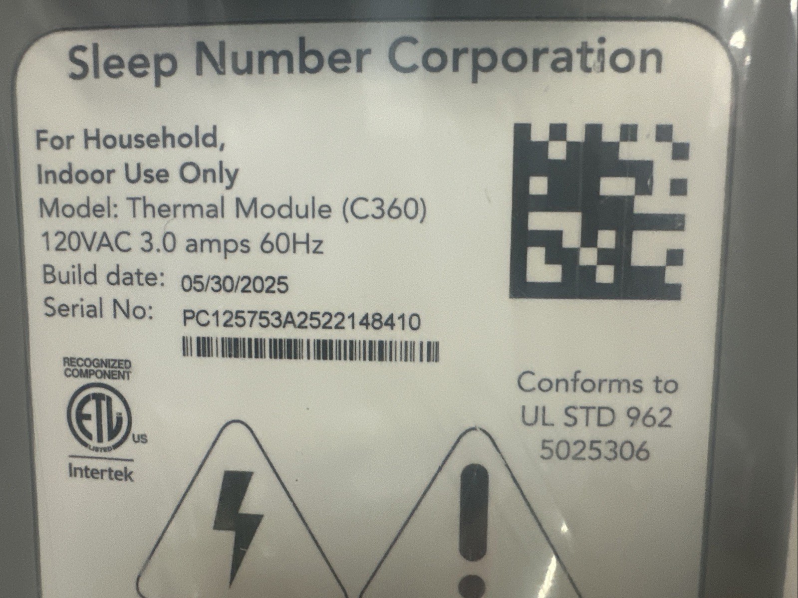 New Sleep Number Climate360 Smart Bed Thermal Module C360 Heater Cooling Unit