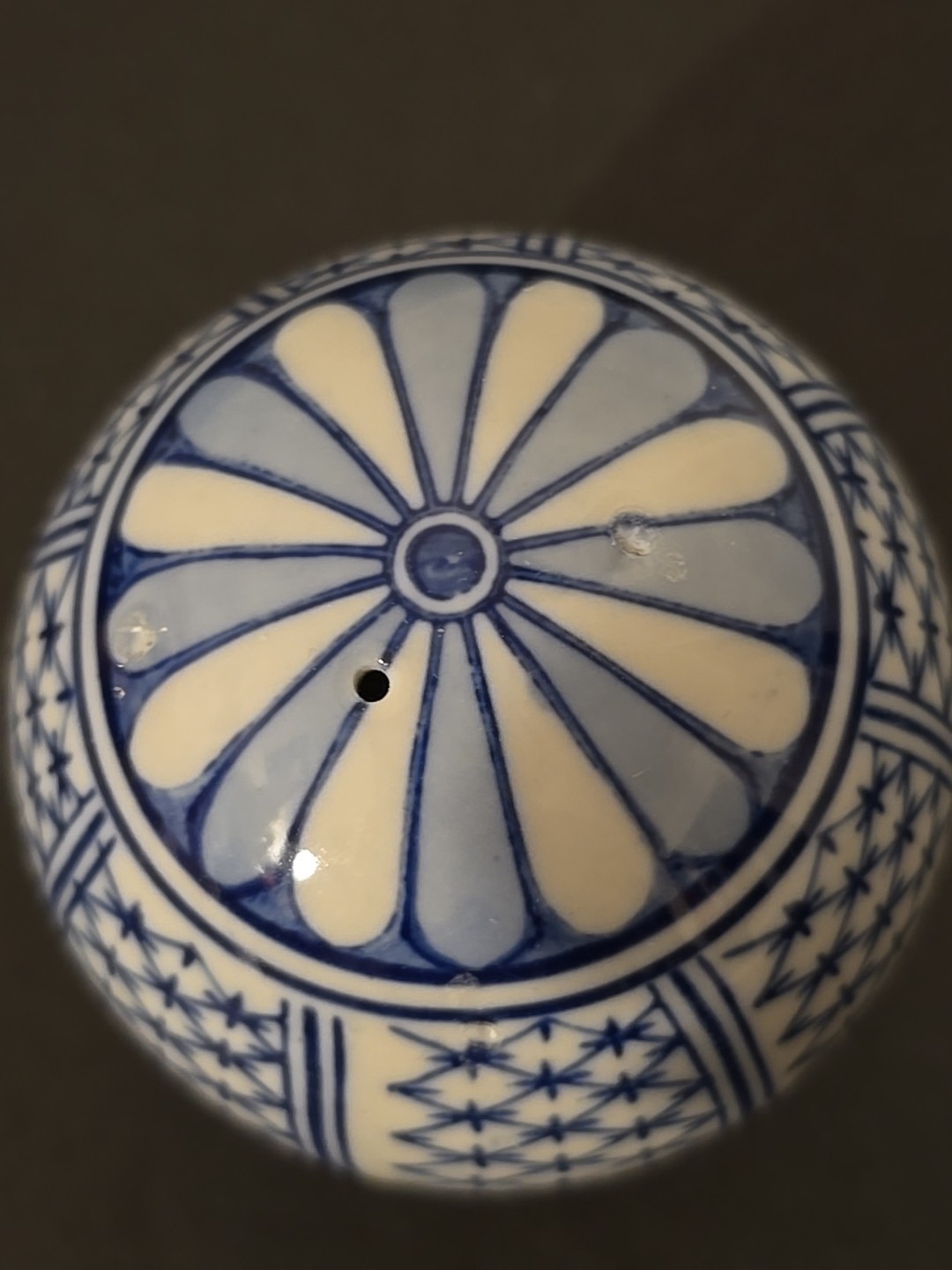 Vintage Porcelain Decorative Blue and White 3 Ceramic Orbs/Carpet Balls-READ