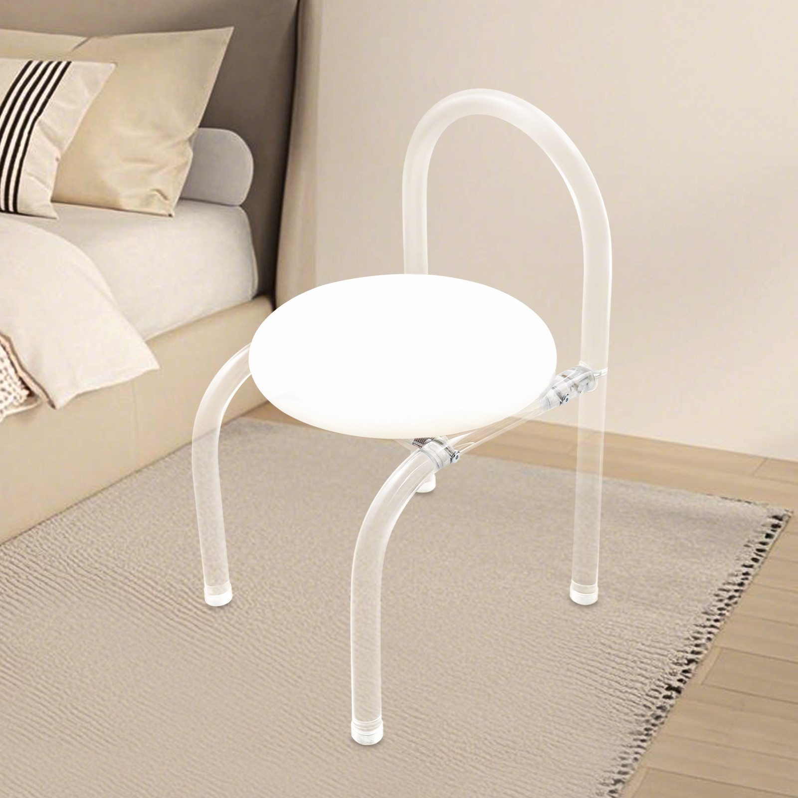 Modern Minimalist Acrylic Clear Desk Chair Makeup Chair 40*40*72cm Velvet White
