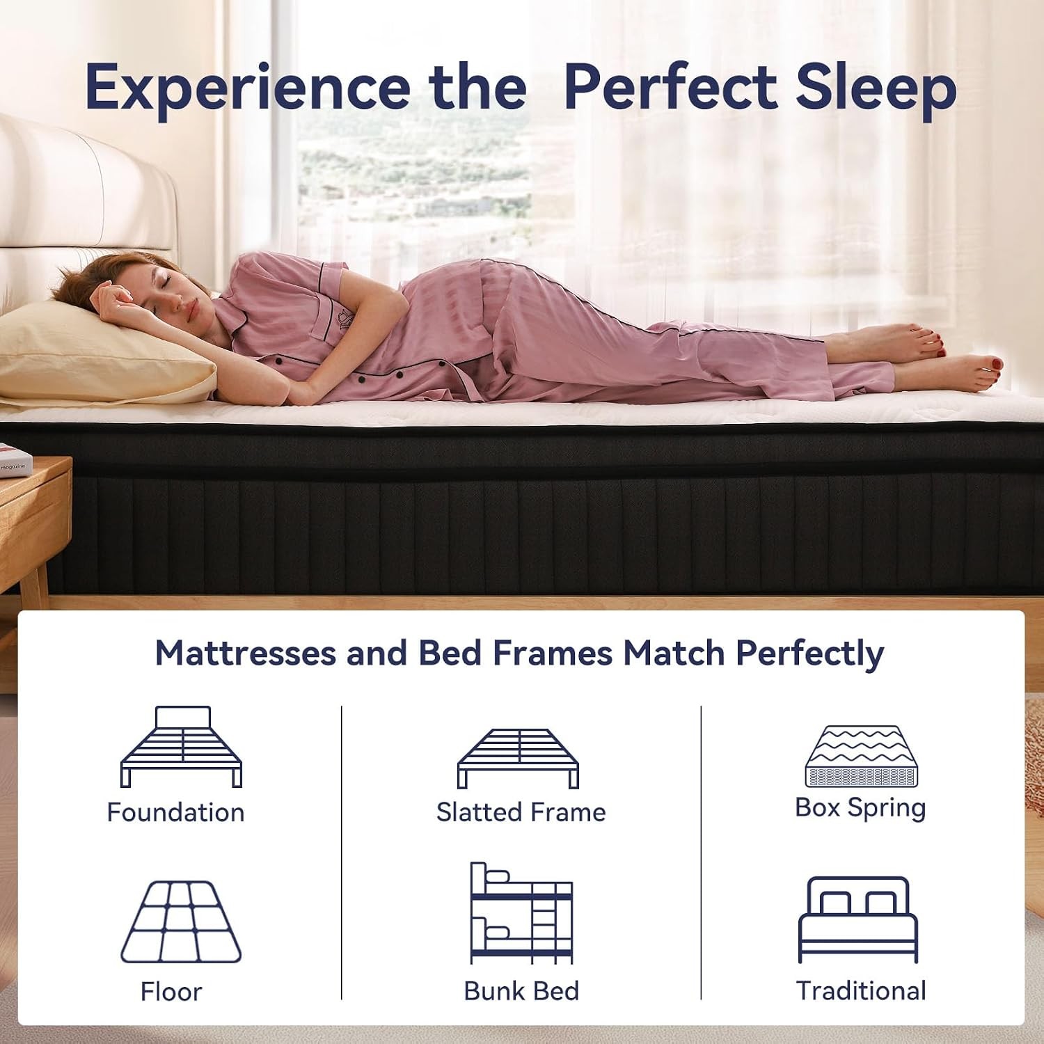 Queen Mattress, Mattress Queen Size 14 Inch in a Box, Hybrid Queen Size