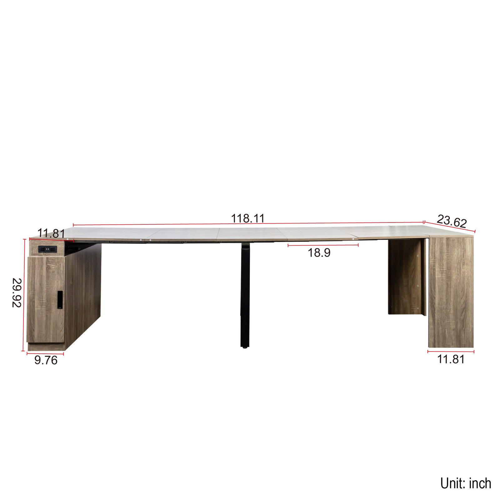 Modern Extendable Dining Table w/Outlet, Space Saving Expandable Table w/Storage