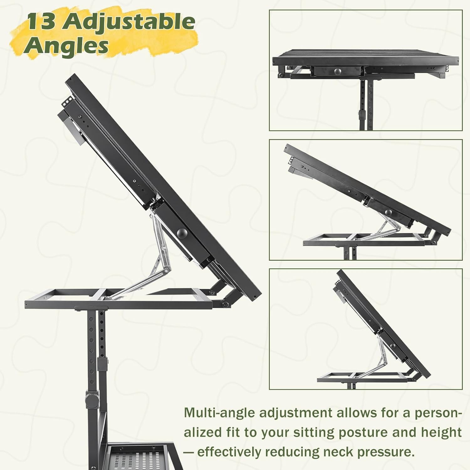 1500 Piece Adjustable Height Tilt Jigsaw Puzzle Table w/ Wheels Sorting Trays
