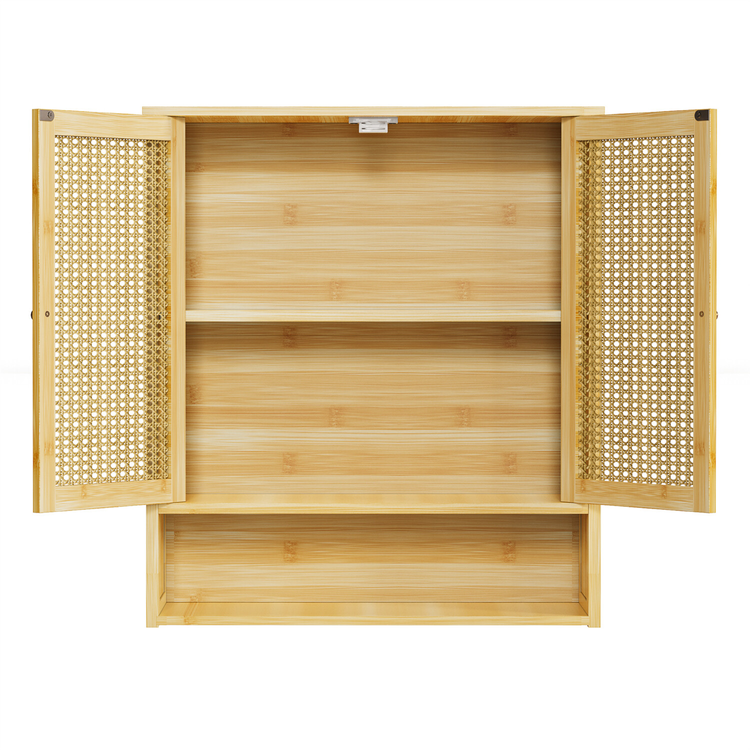 Bathroom Cabinet Wall Mounted, Bamboo Over-The-Toilet Storage Organizer 2 Door