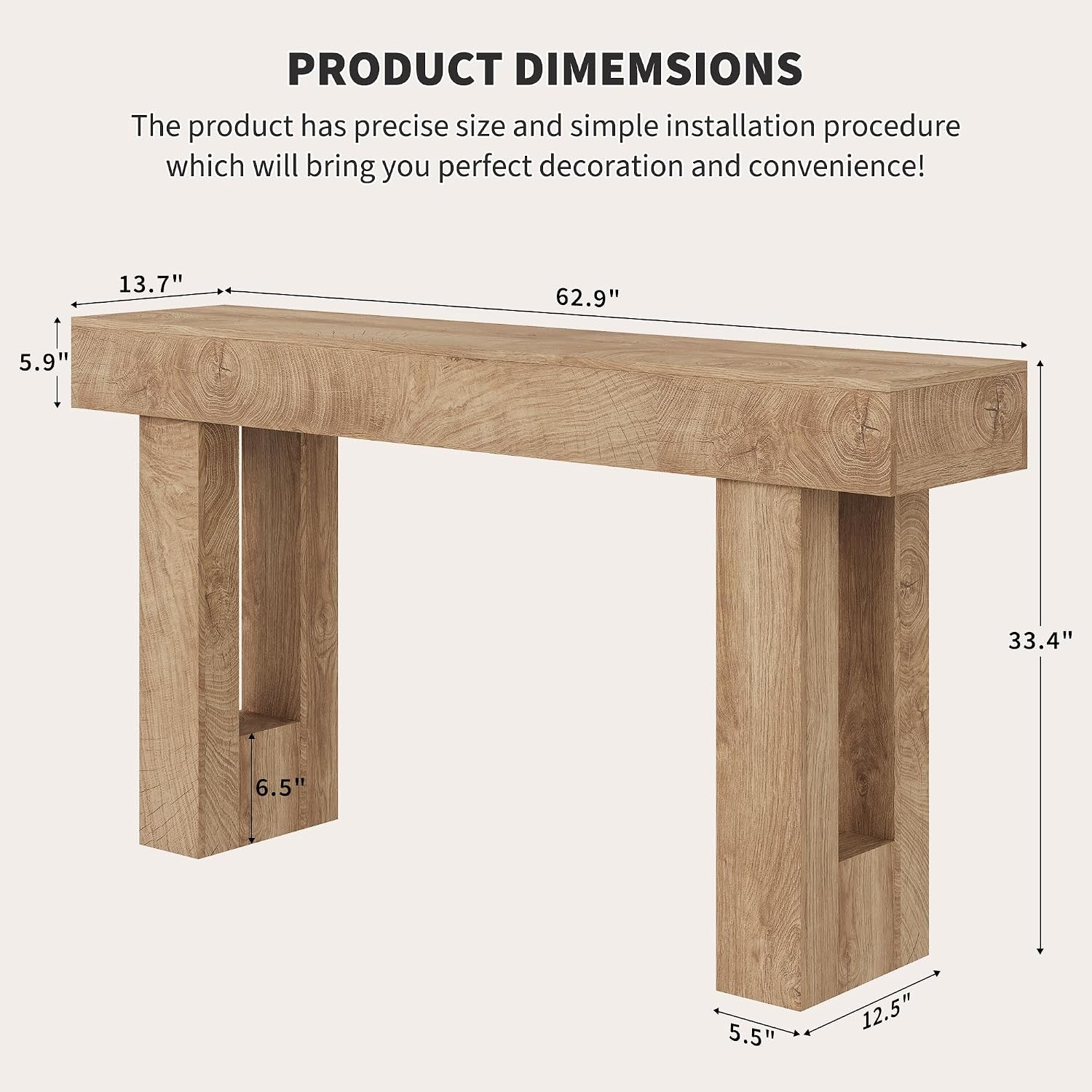 63″ Farmhouse Console Table Solid Wood Console Table Long Entryway Console Table
