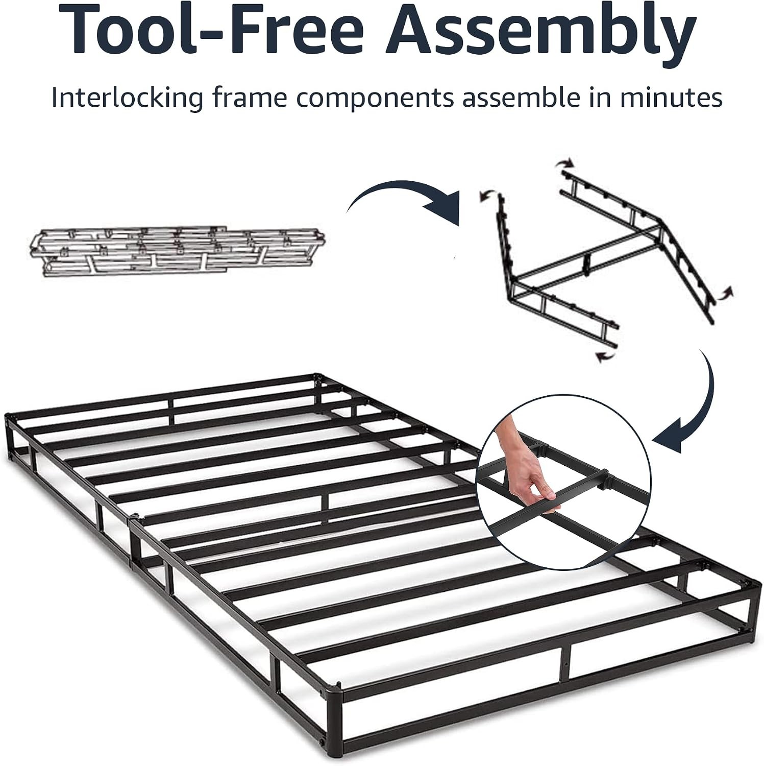 Sturdy Smart Box Spring Bed Base, 7-Inch Height Mattress Foundation