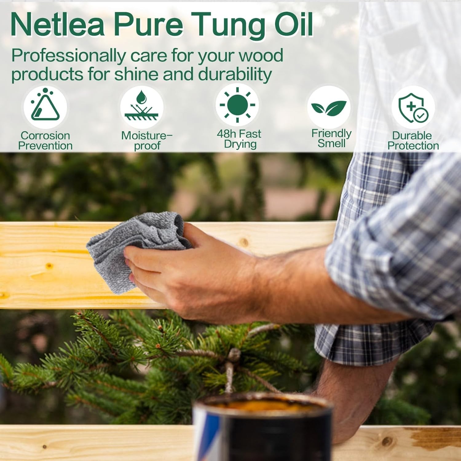 Tung Oil for for Wood Finishing,Food Safety for Furniture & Countertop,100% Pure