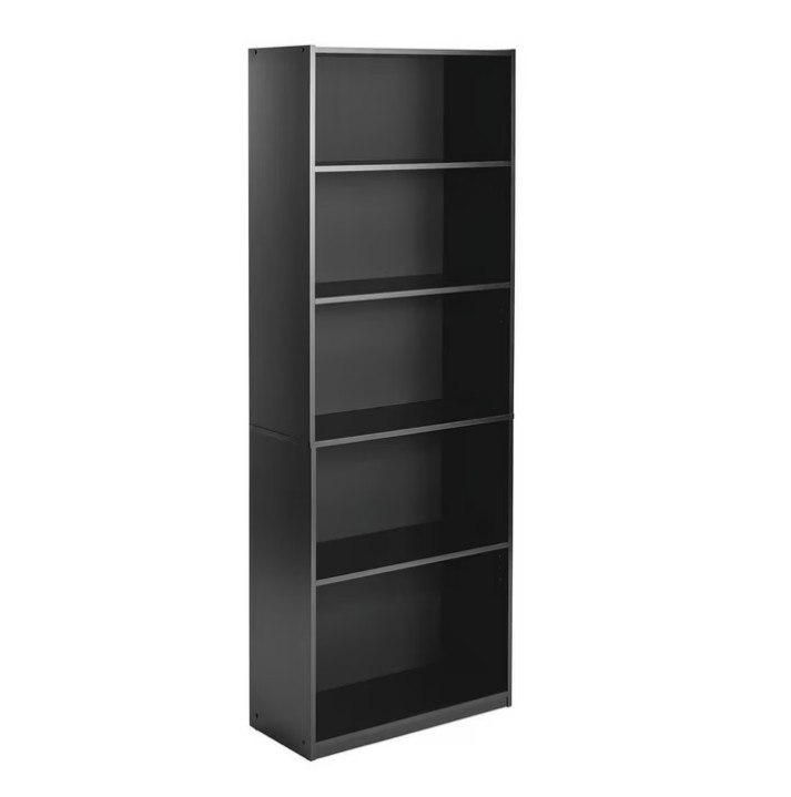 Mainstays 5-Shelf Bookcase with Adjustable Shelves, True Black Oak
