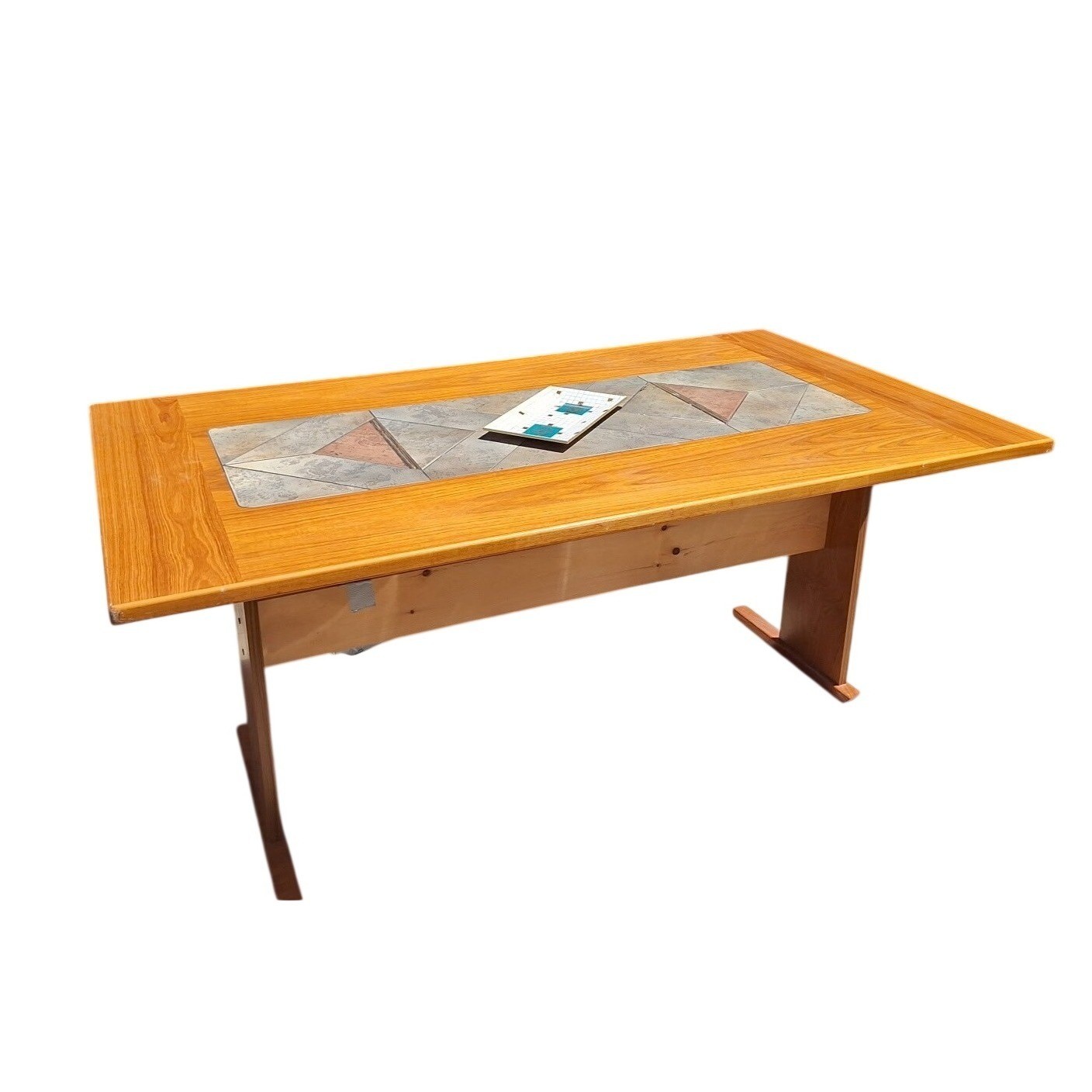 Gangsø Møbler Danish Modern Teak Dining Table Inset Tile Top Made in Denmark MCM