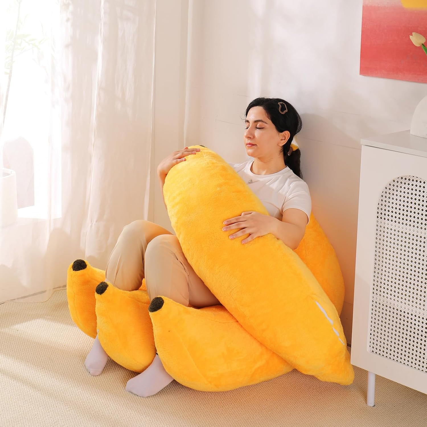 Cozy Banana Bean Bag Chair & Ottoman – Versatile Lounger for All Ages