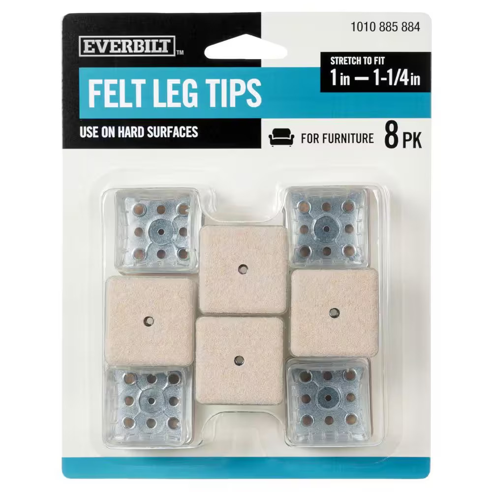 1 In. Clear Square Felt Leg Tip (8-Pack)