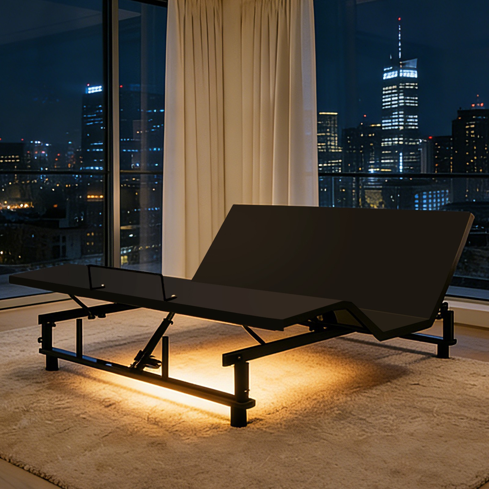 King Size Adjustable Bed Base with Head Foot Incline USB Nightlight Zero Gravity