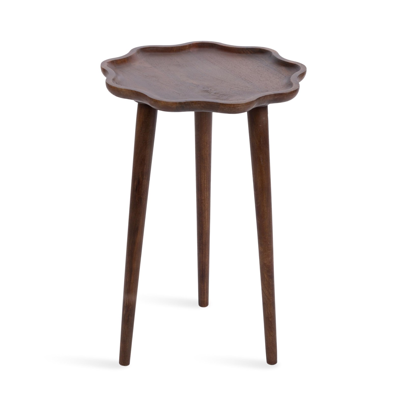Alezar Modern Wooden Round Side Table, 15 x 15 x 22, Walnut Brown, Mid-Centur…