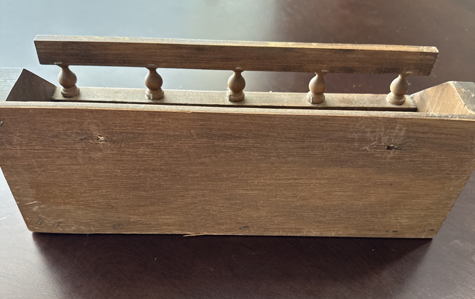 VTG Solid Wood Homco Style Shelf Pocket w Railing Cottage Core, 12”L
