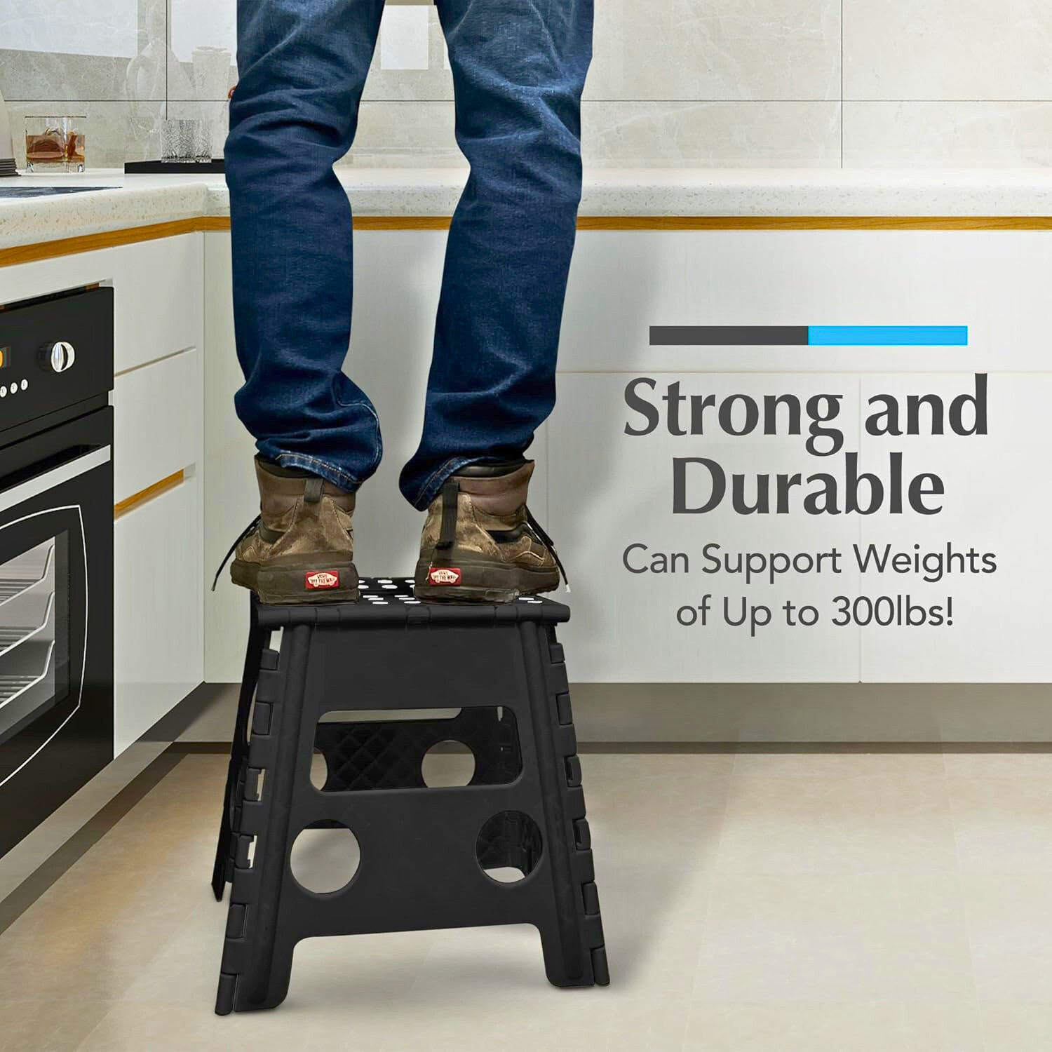 Collapsible Folding Plastic Kitchen Step Foot Stools with Handle