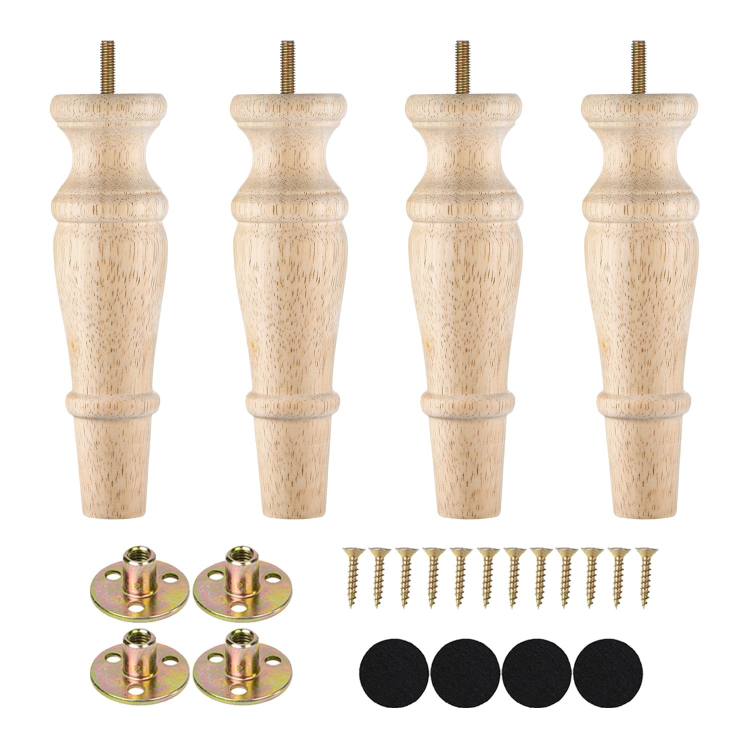Wooden Furniture Legs 8 Inch Set of 4 Unfinished Replacement Parts for Couch …