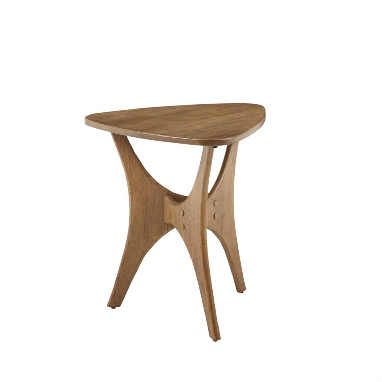 Blaze Triangle Wood Triangle Sofa Table Plywood with Wood Veneer Legs, Mid-Ce…
