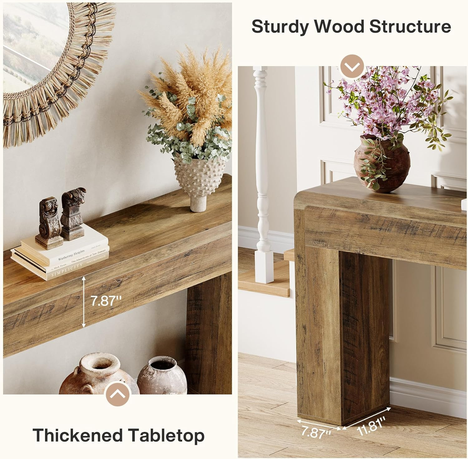 Rustic 70.9″ Console Table – Farmhouse Sofa Table for Living Room & Entryway