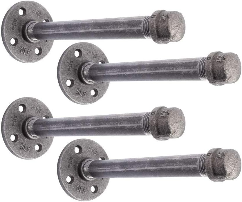 Authentic 8 Inch Industrial Pipe Brackets, 4 Pack – Heavy-Duty Shelving Support