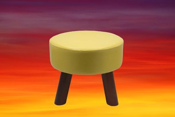 Small Round Ottoman Footstool Leather Padded Hassock Foot Stool 12″(30cm) with