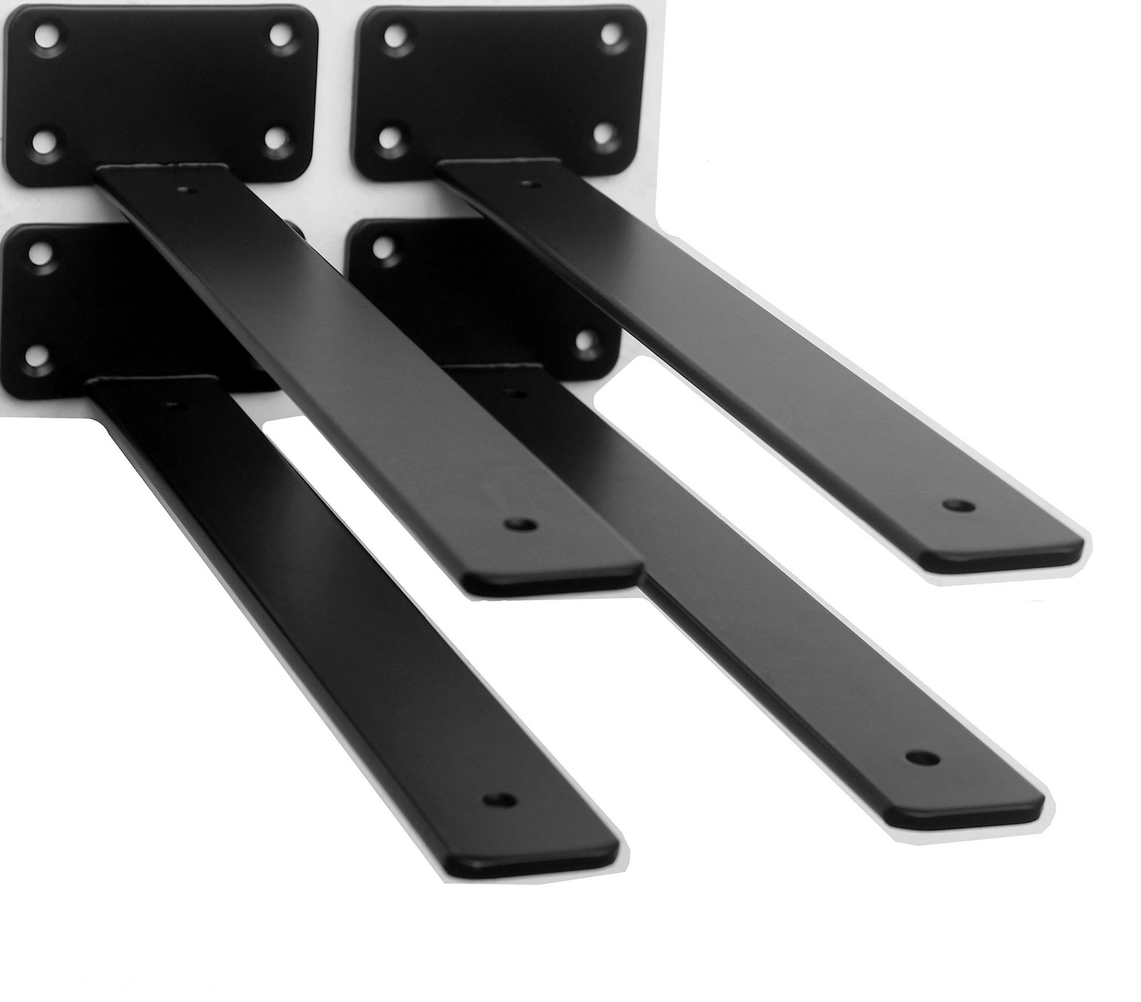 2 Pack – 12 inch Black Hidden L Shelf Bracket (1/5 Inch Thicked) Iron Floatin…