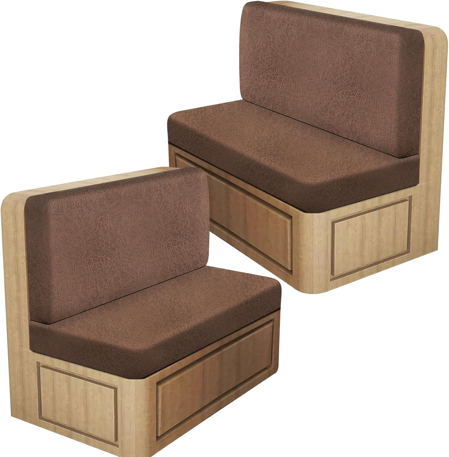Leather Look RV Dinette Cushion Covers, Stretch Camper Cushion Slipcovers