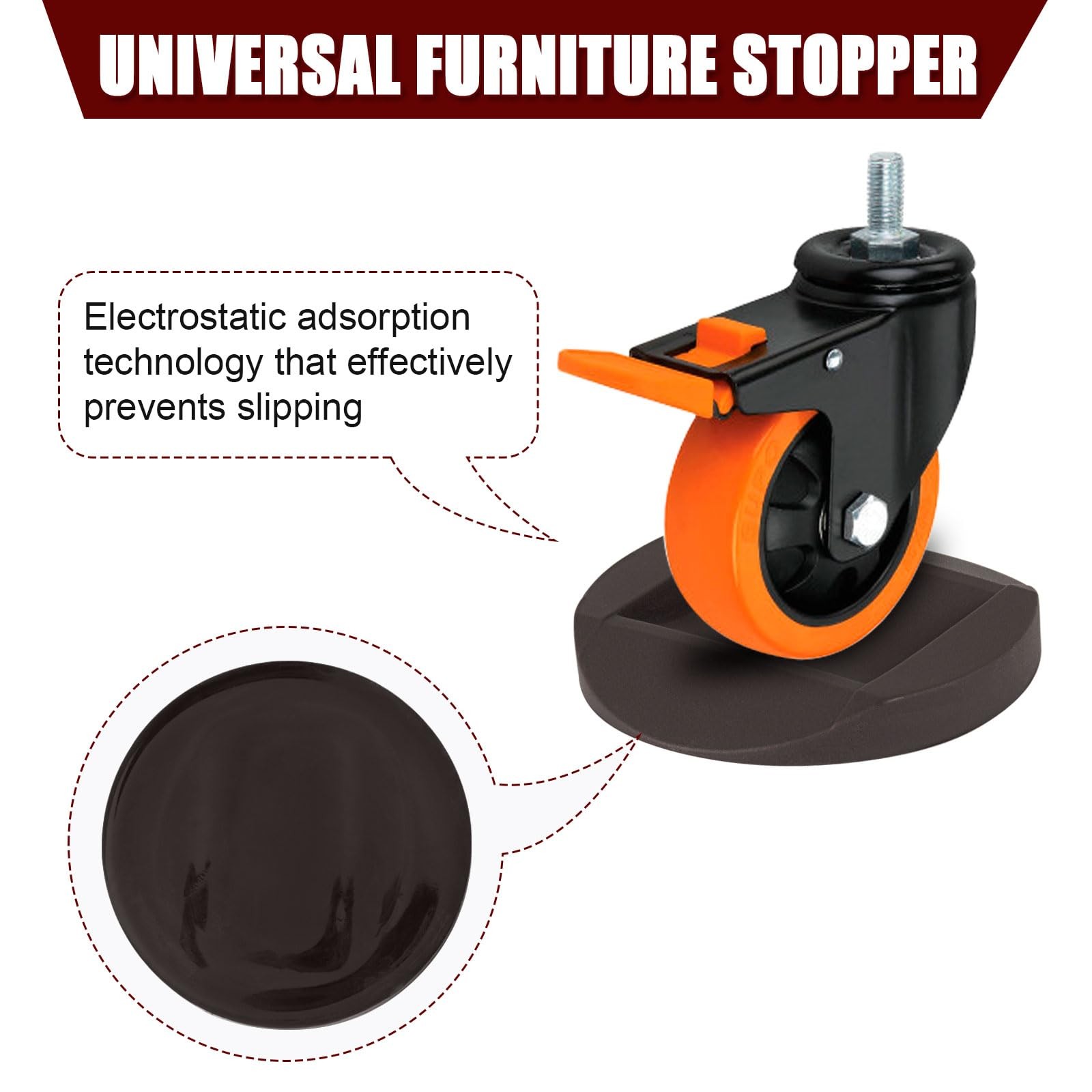 Bed Stoppers Furniture Stopper, 4 Pack Wheel Stoppers Furniture Caster Cups – Pr