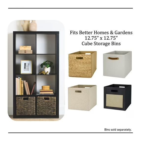 Better Homes & Gardens 8 Cube Storage Organizer, Solid Black