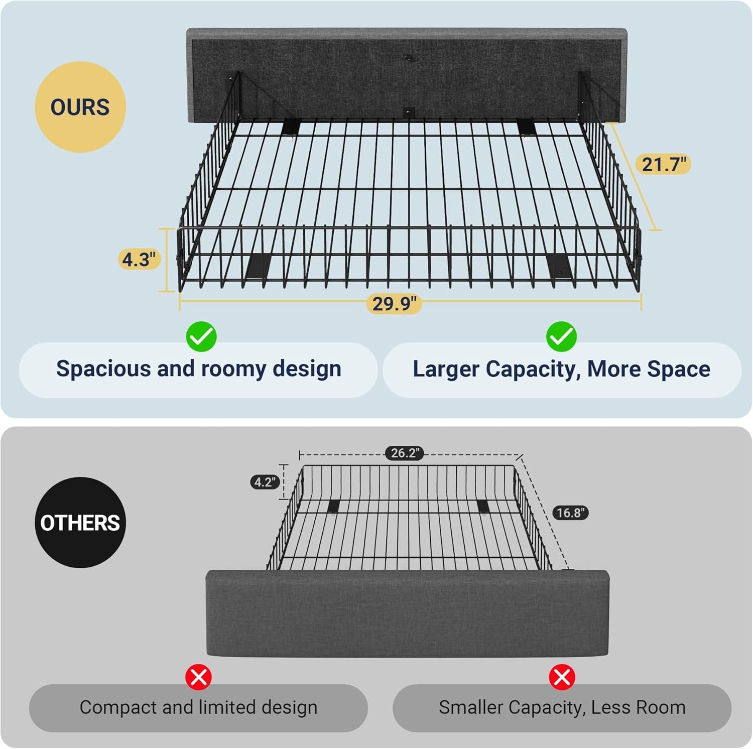 Upholstered Queen Size Platform Bed Frame with 4 Storage Drawers and Headboar…
