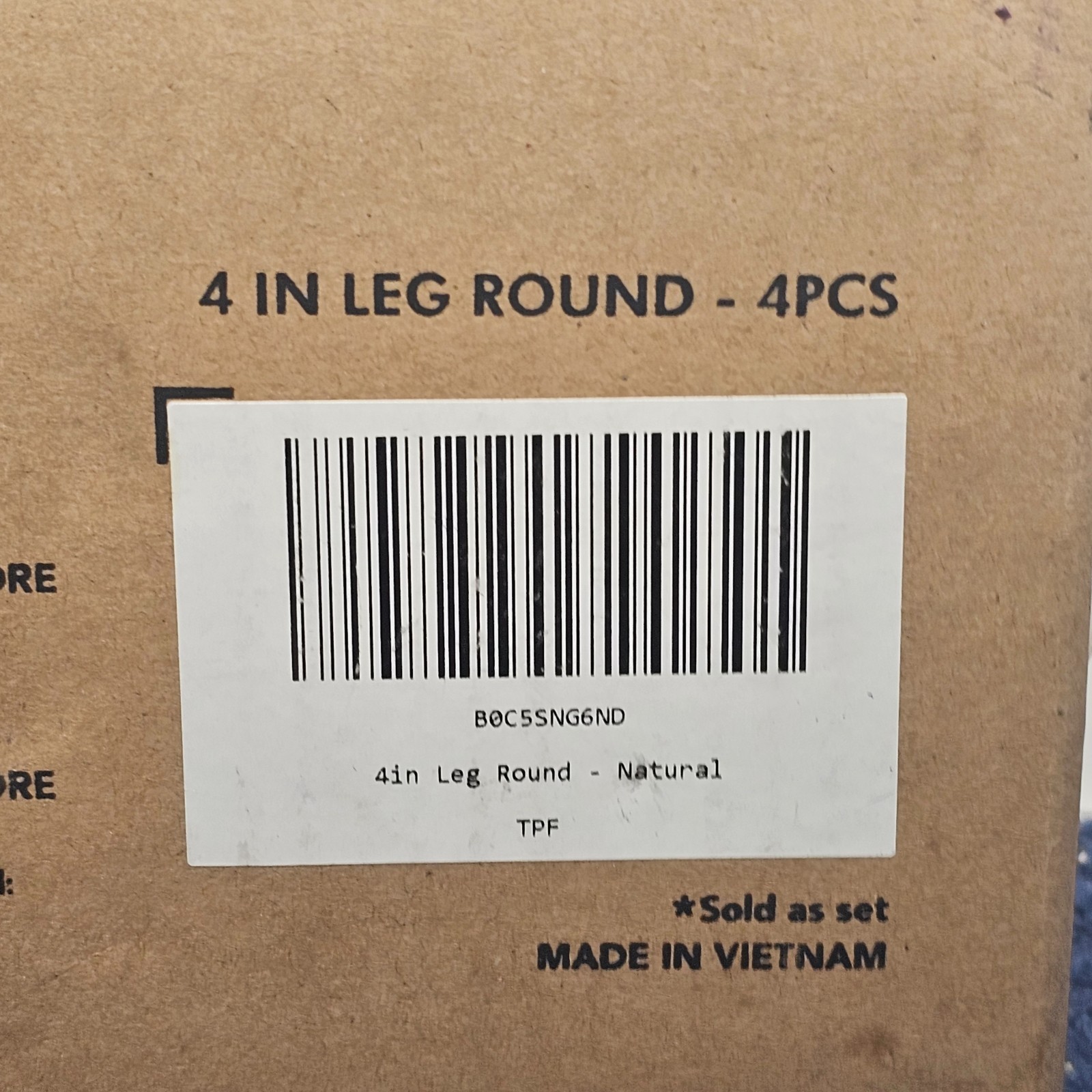 (4 PCS) Yes4All 4 in. Leg Round Natural Solid Wood Furniture Legs 800lb Capacity