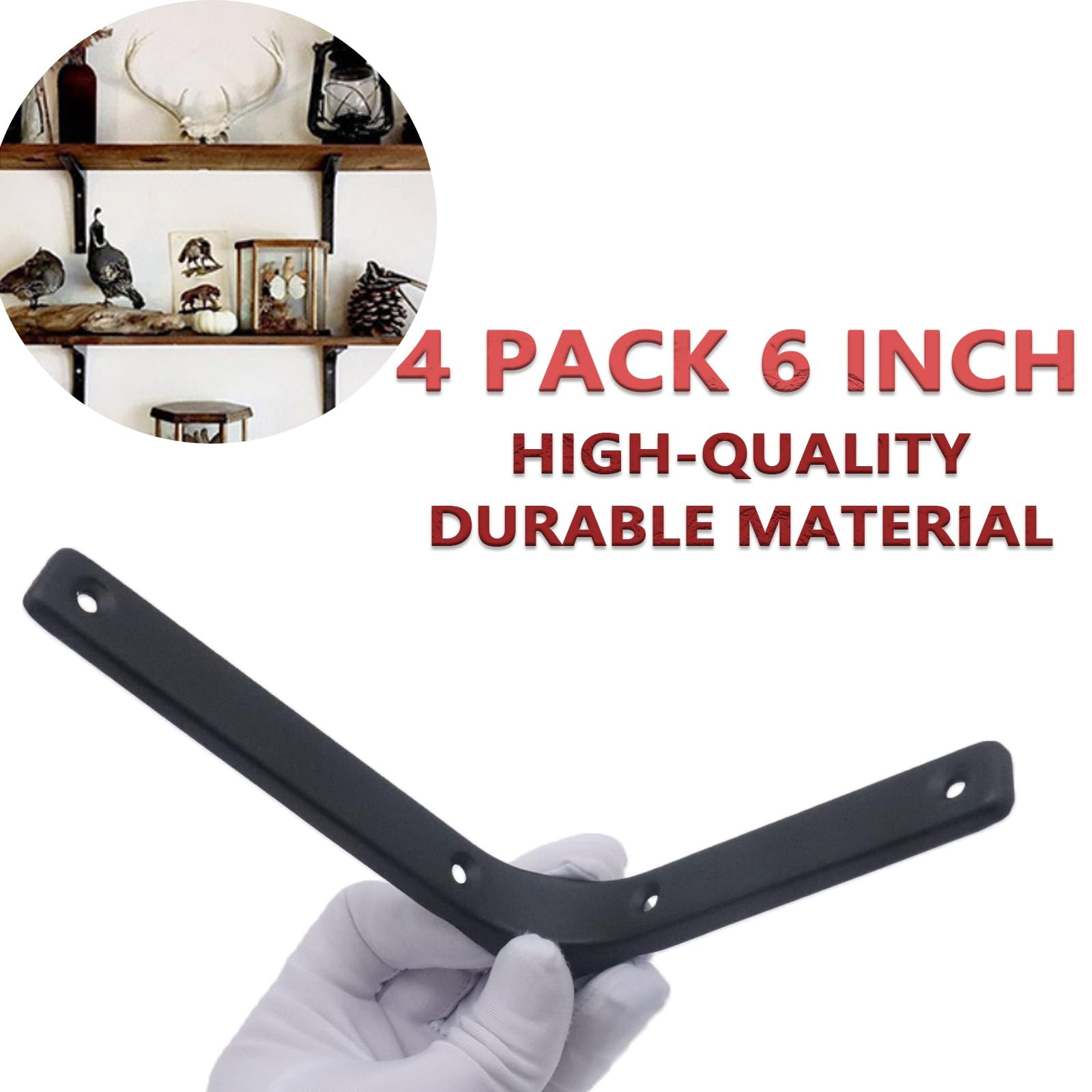 4pcs 6 x 5 Inch L Brackets Heavy Duty Wall Mount L Corner Brackets Braces for…