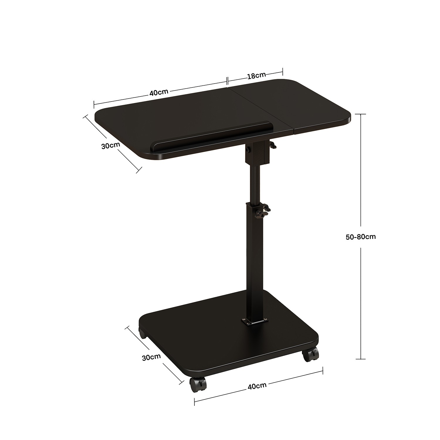 C Shaped Table End Table for Couch Adjustable Height 180° Swivel Tray Sofa Table
