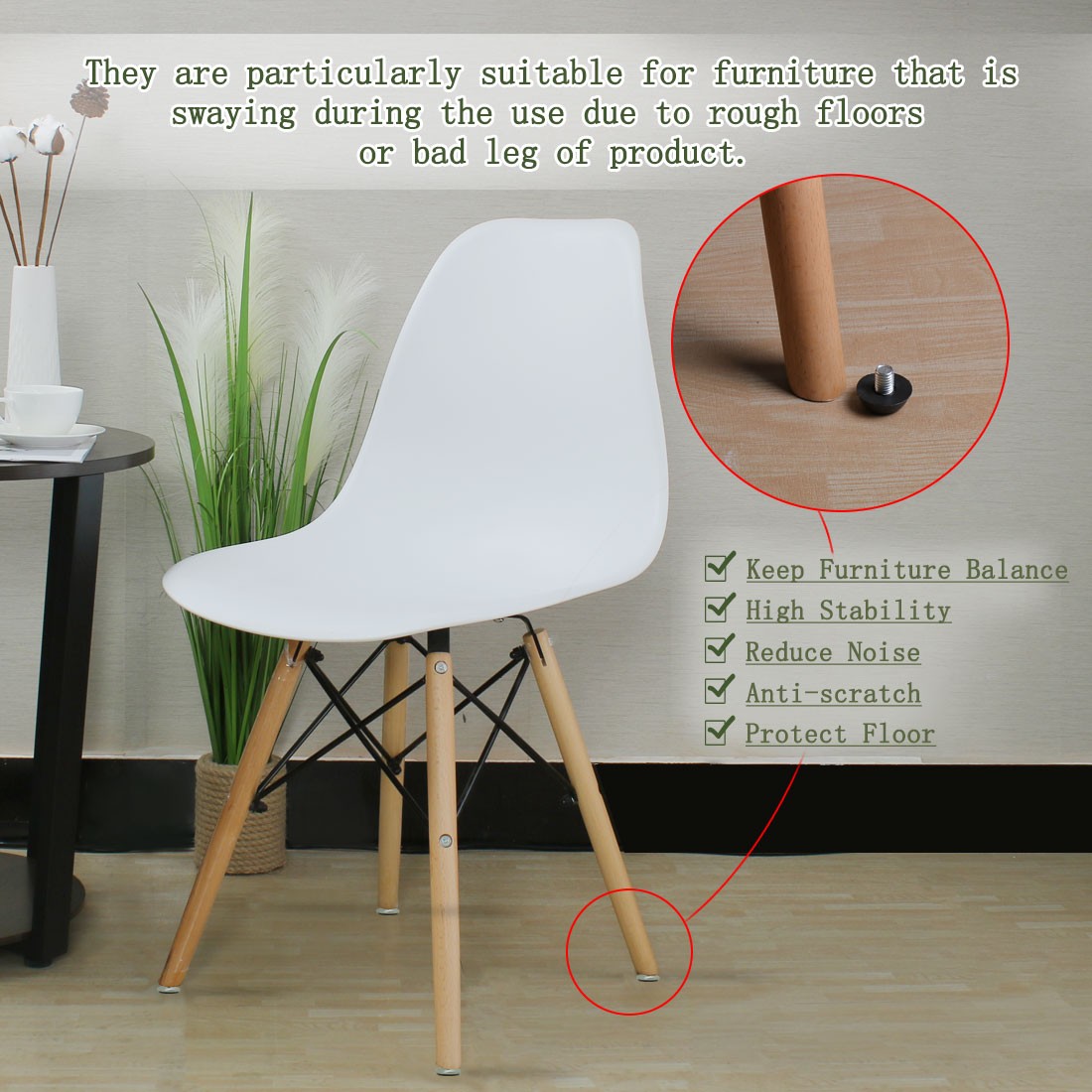 M8 x 10 x 22mm Furniture Glide Leveling Feet for Table Desk Cabinet Leg 20pack