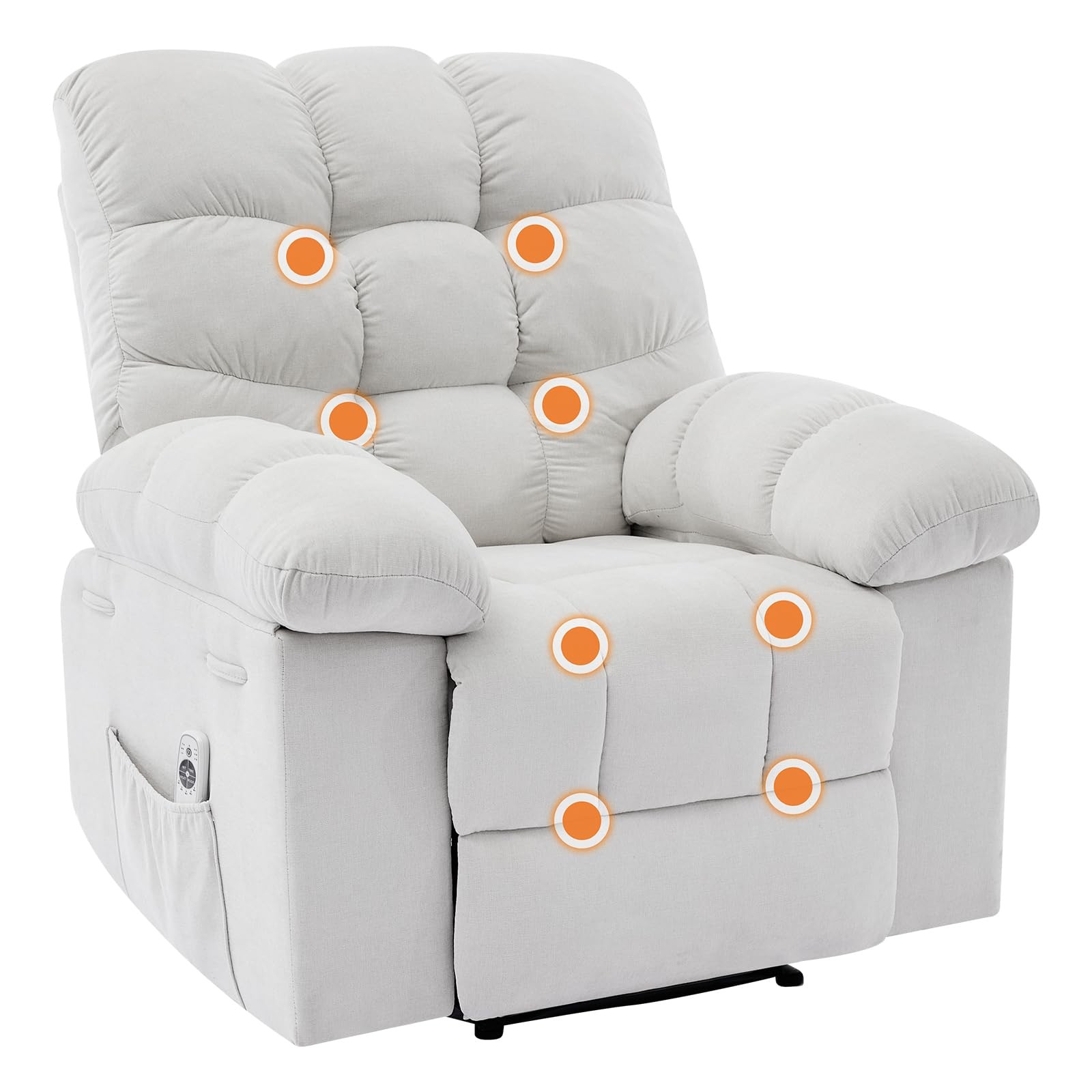 Oversized Recliner Rocking Chair,Wide Overstuffed Soft Sofa w/Massage&Heat,Bedro