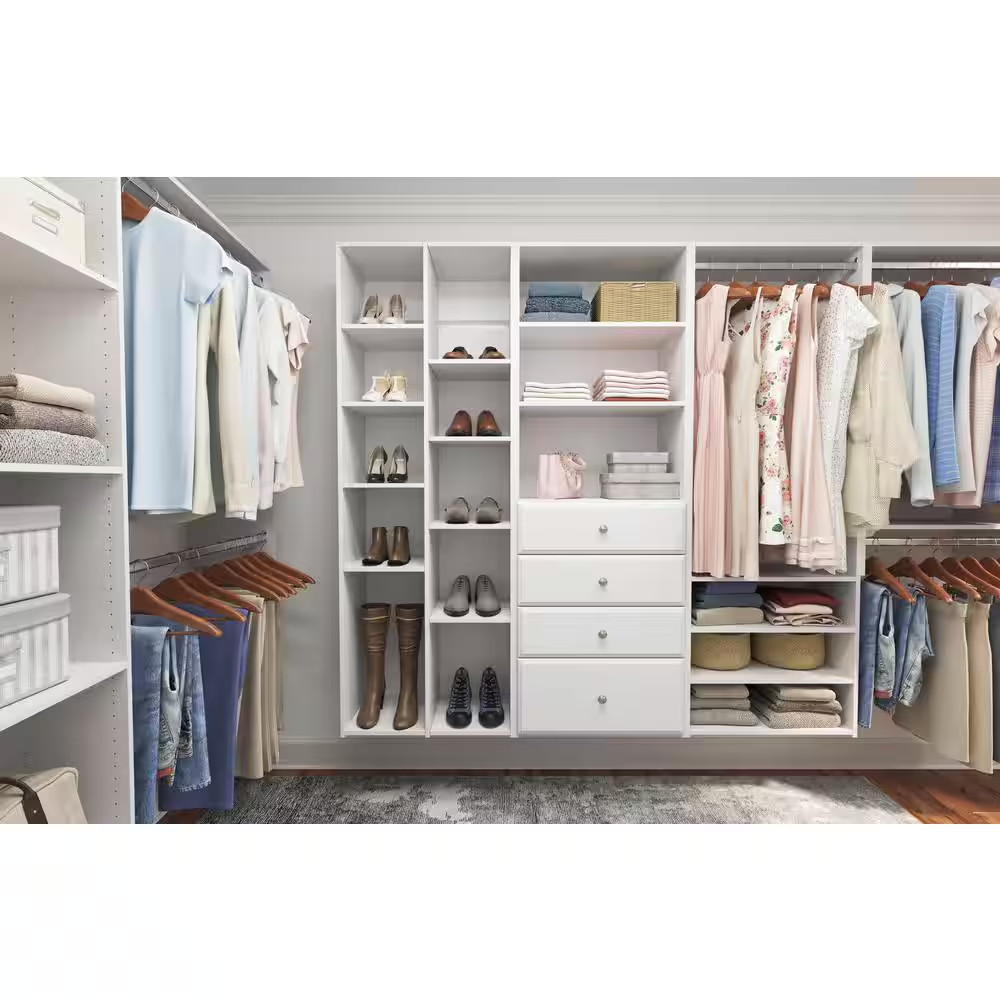 14 In. D X 12 In. W Classic White Wood Shelf (4-Pack)
