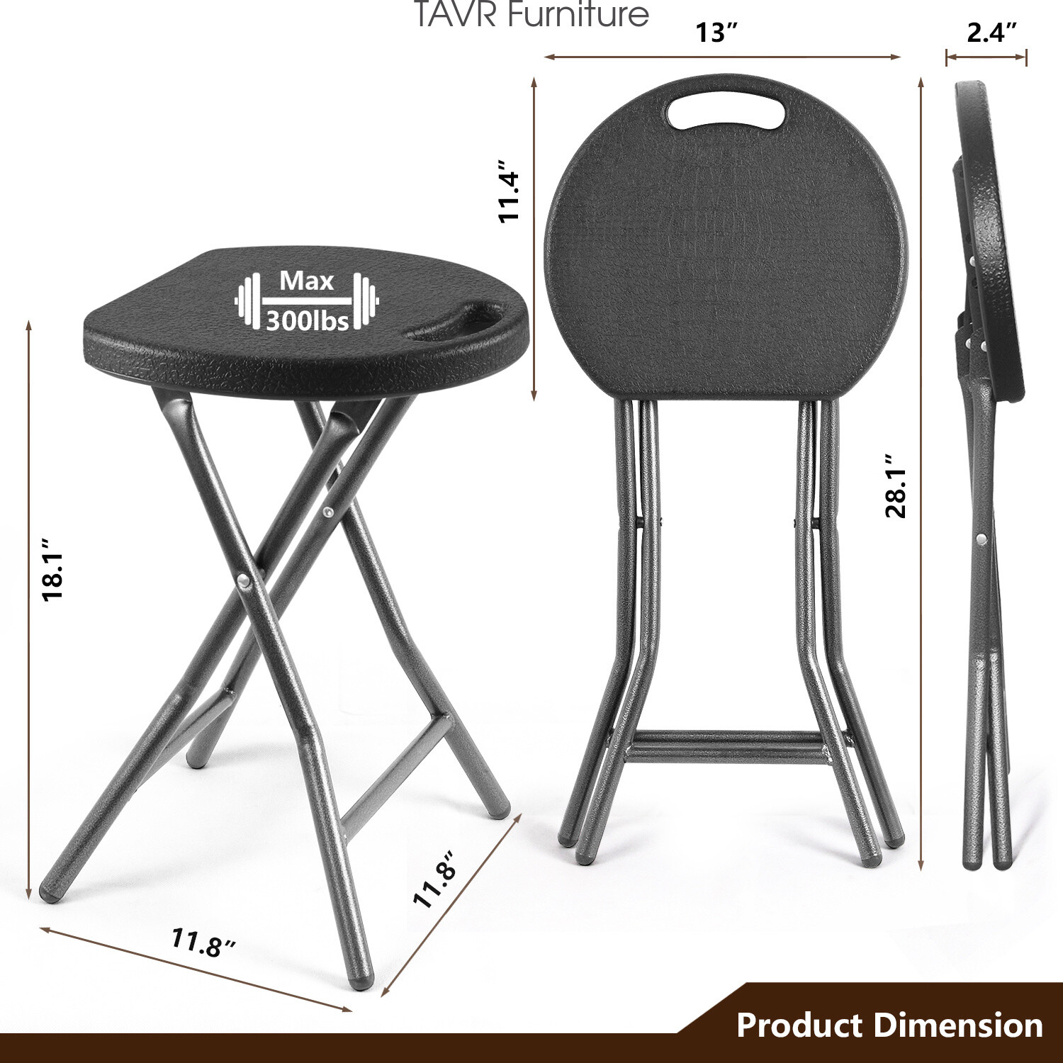 Portable Folding Stools ,Plastic Foldable Stool ,300lbs Capacity ,2-Pack Black