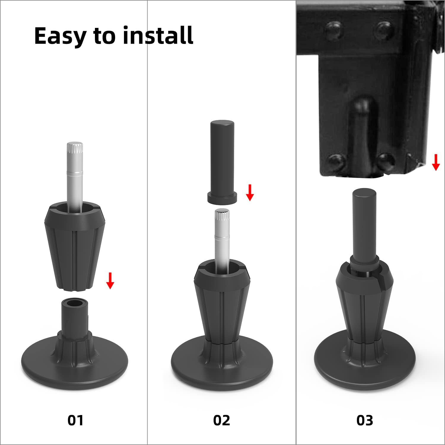 6 Pcs Steel Stem Plastic Bed Frame Feet,Sturdy Bed Frame Legs for Replace