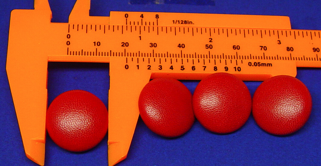 Genuine red leather covered buttons Set of 4 leather buttons 20.5 mm MADE IN USA