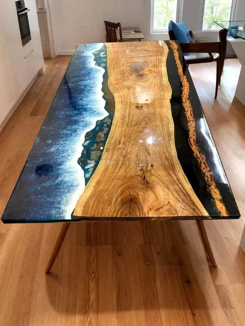 Epoxy Table, dining, sofa, center table top River Ocean Epoxy Table Wooden Deco