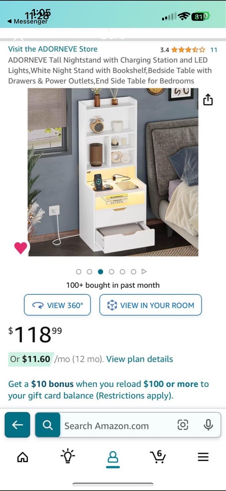 Led Nightstand With Cabinet And Changing Station New In Box